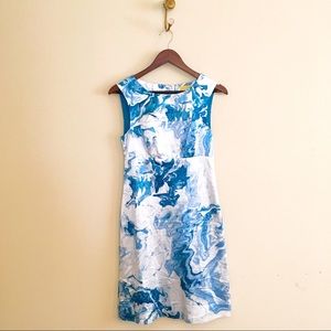 Anthro Maeve Shift Dress Watercolor Blue Marble 2